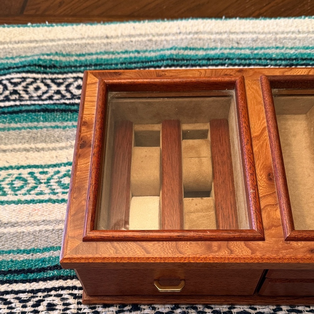 Elegant Wooden Jewelry Organizer with Glass Top - Picture 2 of 7